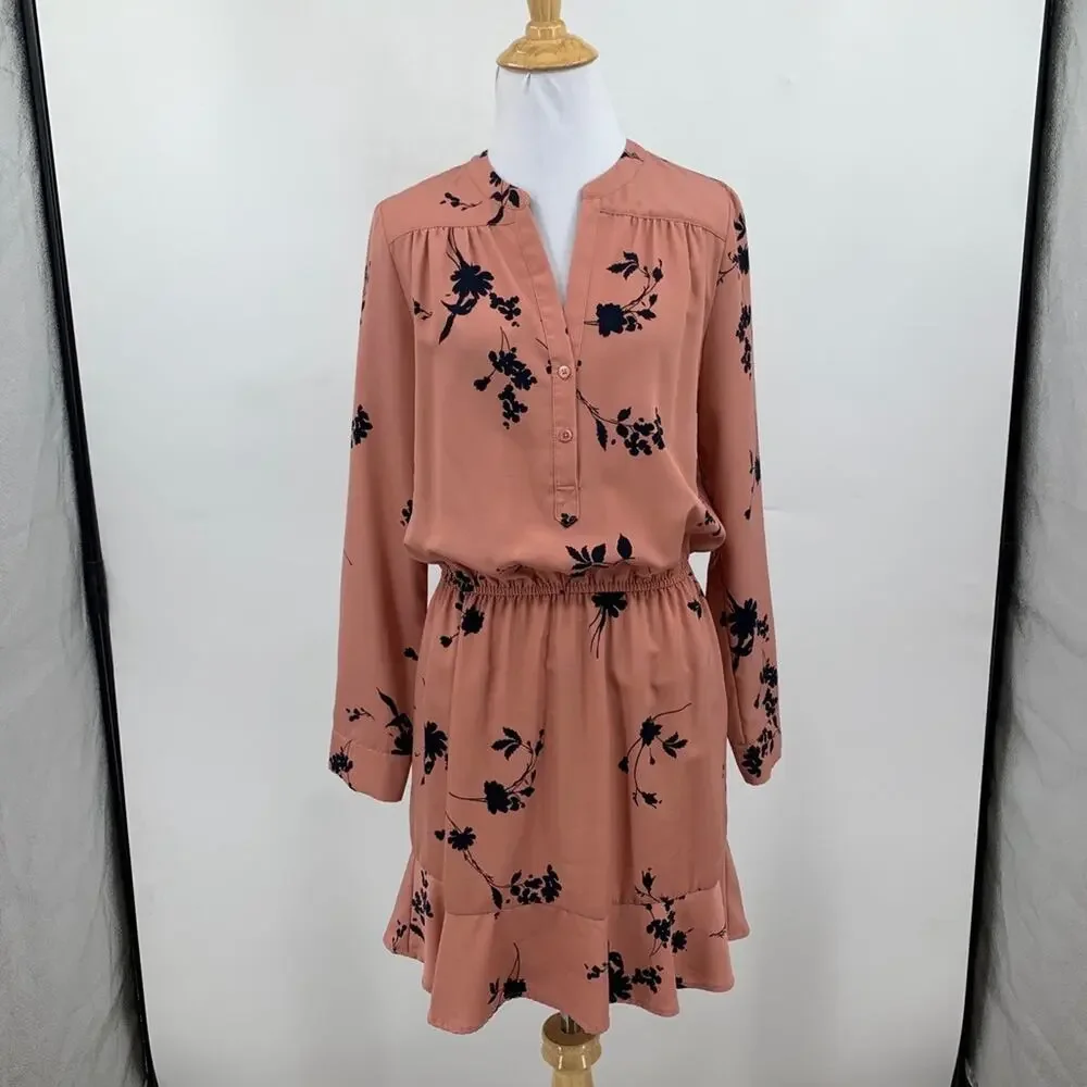 Joie Dress Womens XS Extra Small Acey Floral Long Sleeve Elastic Waist Blouson